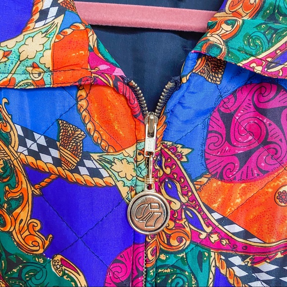 90s Vintage Georgiou 100% Silk Quilted Bomber Jacket Size Medium / Women's 8 - Picture 4 of 6